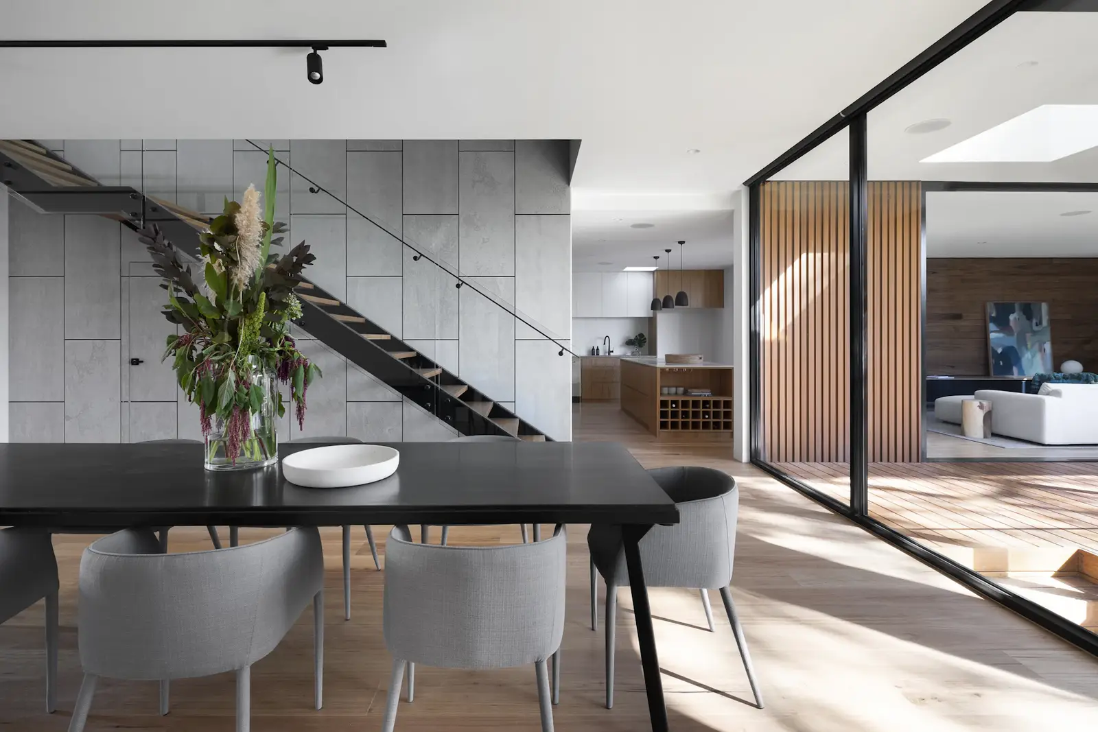 A premium interior with considered materials and architectural detail