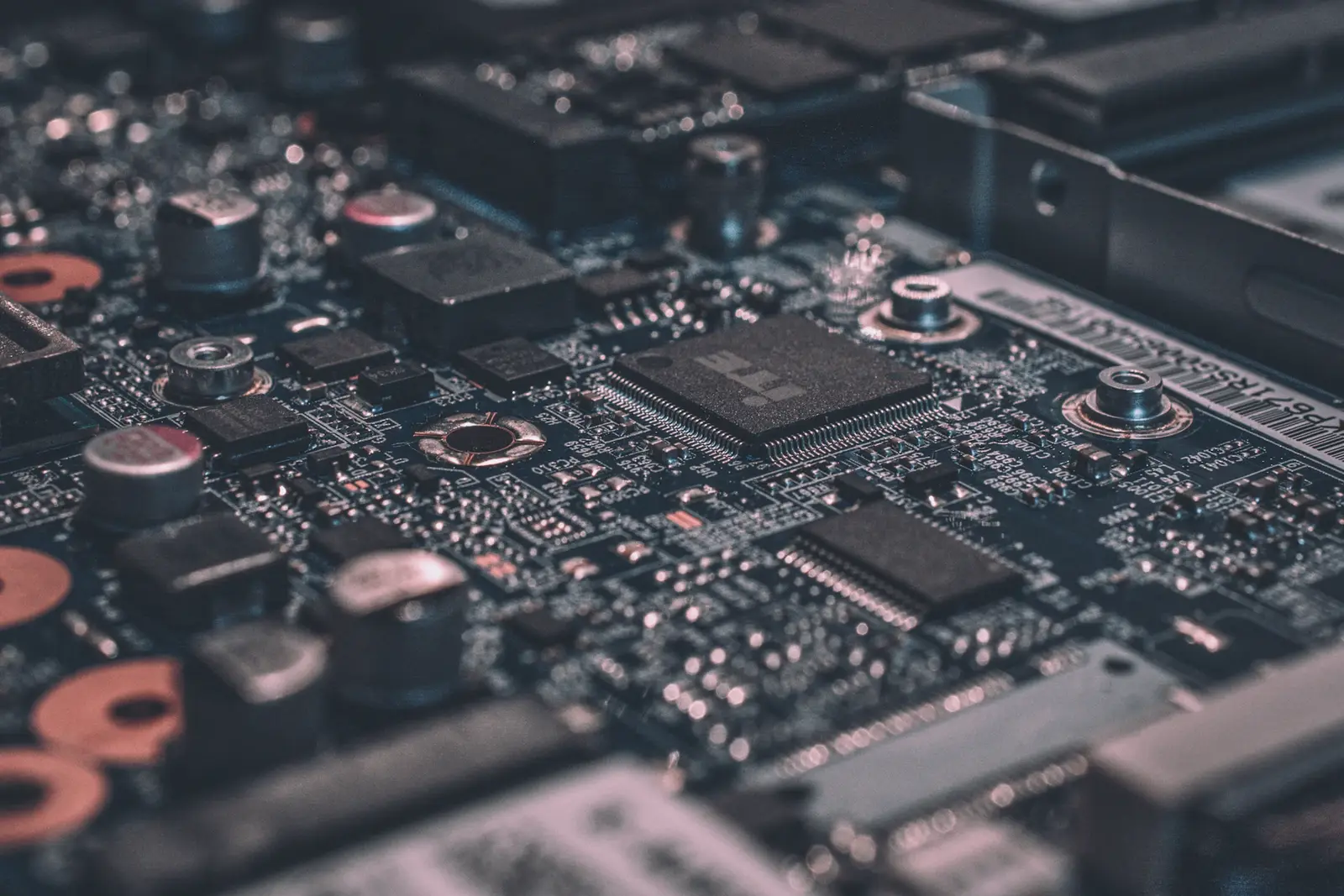 Abstract close-up of a circuit board representing future technology systems
